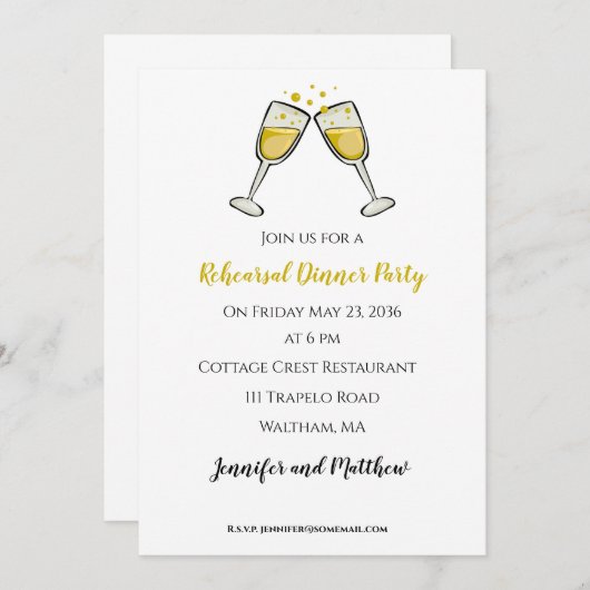 乾杯グラス ウェディング リハーサルパーティー 招待状 (正面/裏面)