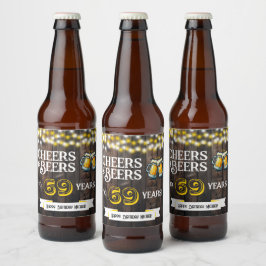 乾杯!お酒を交えての69年ぶりの農村風の誕生日おめでとう! ビールラベル