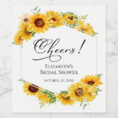 乾杯！ひまわり フラワー 秋のブライダルシャワー ワインラベル (シングルラベル)