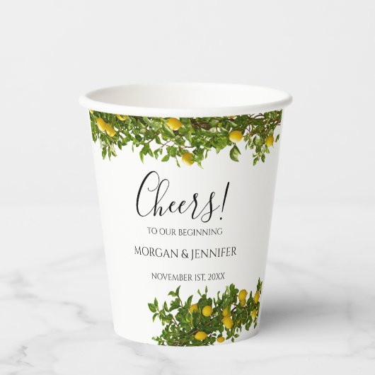 乾杯 ウェディング レモン 食器＆装飾 紙コップ (正面)