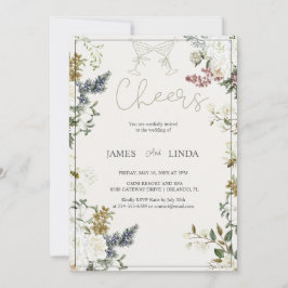 乾杯！エレガントな花のウェディング招待状 招待状
