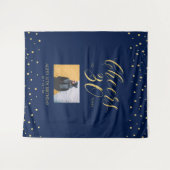 乾杯！｜ゴールド＆ネイビー 30歳の誕生日パーティーの写真 タペストリー (正面(横))