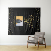 乾杯 | ゴールド＆ブラック 30歳の誕生日パーティーの写真 タペストリー (インサイチュ(横))