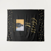 乾杯！｜ゴールド＆ブラック 40歳の誕生日パーティーの写真 タペストリー (正面(横))