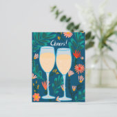 乾杯!スパークリング ワイン シャンパン 花 おめでとう ポストカード (スタンド正面)