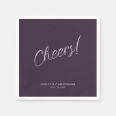 乾杯！ダークパープル ミニマル 誕生日パーティー コンフェッティ スタンダードカクテルナプキン (正面)