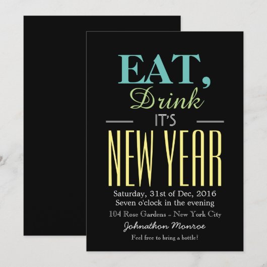 乾杯！ニューイヤー 招待状 (正面/裏面)