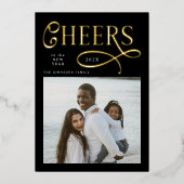 乾杯！ハッピーニューイヤー モダンチックファミリー2 フォト 箔シーズンカード (正面)