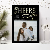 乾杯！ハッピーニューイヤー モダンチックファミリー2 フォト 箔シーズンカード