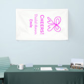 乾杯 パープル ピンクの弓の結婚前お祝い会に名前を追加して 横断幕 (トレードショー)