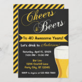乾杯＆ビアの誕生日招待状 招待状 (正面/裏面)