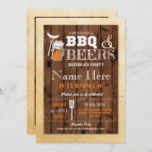 乾杯＆ビア BBQ 誕生日パーティー どんな年齢でも招待 招待状 (正面/裏面)