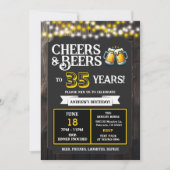 乾杯！ビールで35周年バックヤードBBQ誕生日おめでとう！ 招待状 (正面)