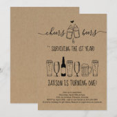 乾杯＆ビールボトル祝杯　ファーストバースデーパーティー 招待状 (正面/裏面)