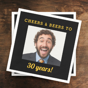 乾杯&ビール30歳の誕生日フォト スタンダードカクテルナプキン