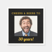 乾杯&ビール30歳の誕生日フォト スタンダードカクテルナプキン (正面)