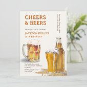 乾杯&ビール あらゆる年齢のビール醸造所をテーマにした誕生日パーティー 招待状 (スタンド正面)