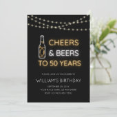 乾杯&ビール ネオンサイン 50歳 大人誕生日 フォト 招待状 (スタンド正面)