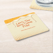 乾杯&ビール – ビール好きのためのお祭り招待状 スクエアペーパーコースター (アングル)