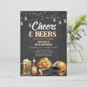 乾杯&ビール 大人の誕生日 ブラックボード ライト 招待状 (スタンド正面)
