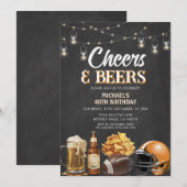 乾杯&ビール 大人の誕生日 ブラックボード ライト 招待状 (正面/裏面)