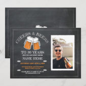 乾杯＆ビール 誕生日チョークパーティー フォト招待 招待状 (正面/裏面)