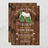 乾杯 ビール 誕生日パーティー セントパトリックデー 木 招待状 (正面/裏面)
