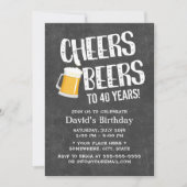 乾杯&ビール 誕生日パーティー ブラックボード 招待状 (正面)