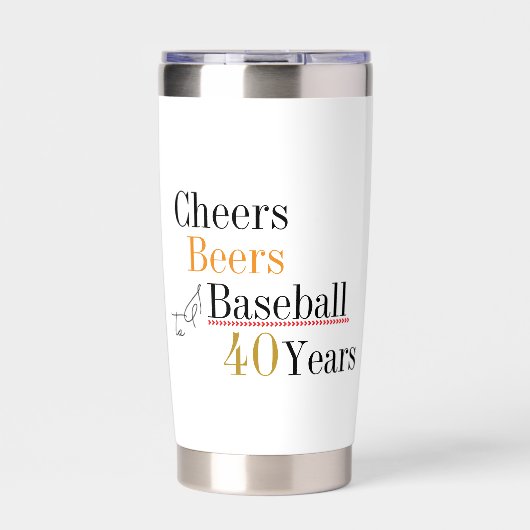 乾杯 ビール 野球 40歳の誕生日パーティー 保温保冷タンブラー (正面)