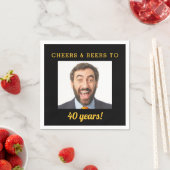 乾杯&ビール 40歳の誕生日フォト スタンダードカクテルナプキン (インサイチュ)