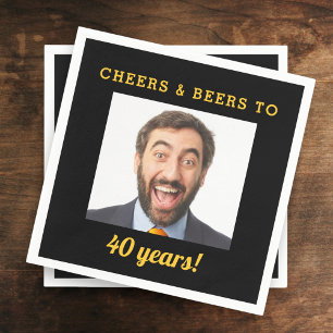 乾杯&ビール 40歳の誕生日フォト スタンダードカクテルナプキン