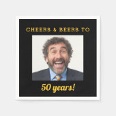 乾杯&ビール 50歳の誕生日フォト スタンダードカクテルナプキン (正面)