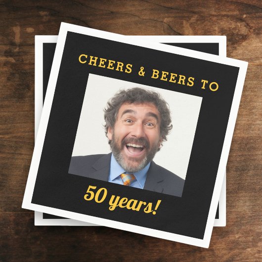 乾杯&ビール 50歳の誕生日フォト スタンダードカクテルナプキン
