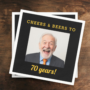 乾杯&ビール 70歳の誕生日フォト スタンダードカクテルナプキン