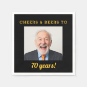 乾杯&ビール 70歳の誕生日フォト スタンダードカクテルナプキン (正面)