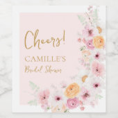 乾杯 ピンクの花園 ブライダルシャワー ワインラベル (シングルラベル)