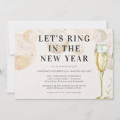 乾杯!新しい年を祝って スパークリングシャンパン 招待状 (正面)