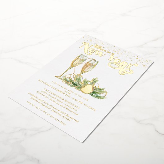 乾杯!新しい年を祝って スパークリングシャンパン 箔シーズンカード (回転した状態)