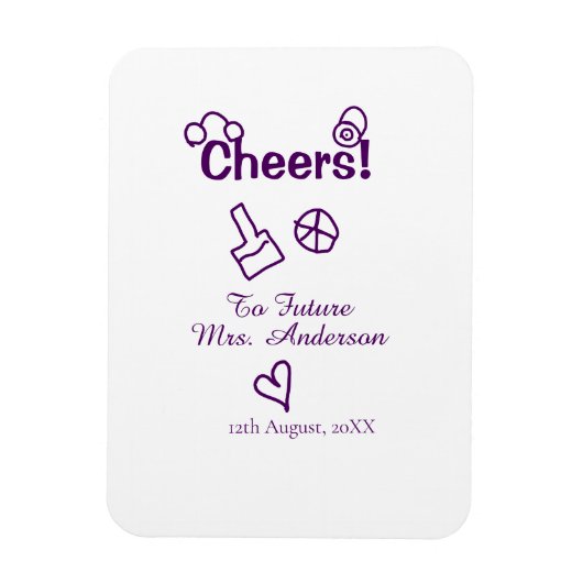 乾杯！未来のMrs. 【花嫁の名前】 紫の落書き マグネット (縦)