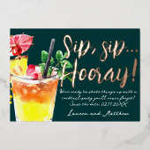 乾杯!楽しいカクテル パーティーのお知らせ 箔招待状 (正面)