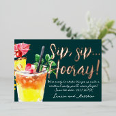 乾杯!楽しいカクテル パーティーのお知らせ 箔招待状 (立ち正面)