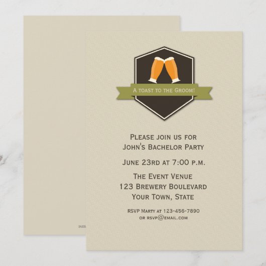 乾杯！独身最後の夜 招待状 (正面/裏面)