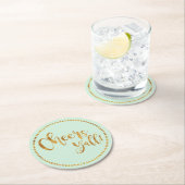 乾杯 皆さん | ミントグリーン | ビール＆カクテルパーティー ラウンドペーパーコースター (インサイチュ)