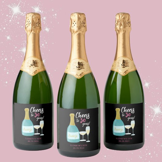 乾杯！輝かしい３０歳の誕生日パーティー スパークリングワインラベル