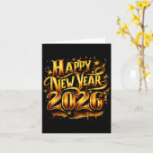 乾杯！2026年ハッピー新年パーティー カード (黄色い花)