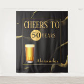 乾杯！50周年おめでとう！男性用ファブリックバースデー タペストリー (正面)