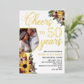 乾杯！50周年記念結婚式 箔招待状 (立ち正面)