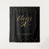 乾杯！50周年 | ゴールド＆ブラック 50歳の誕生日 タペストリー (正面)