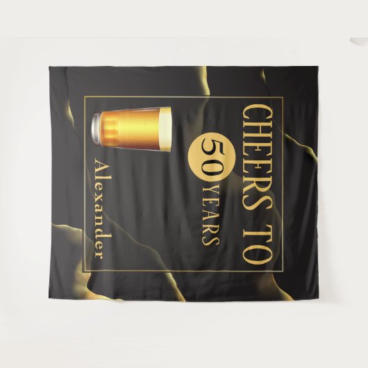 乾杯！50年目の誕生日おめでとう！ タペストリー (正面(横))