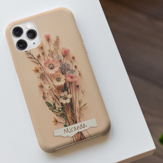 乾燥かわいらし押しワイルドフラワー名前をカスタムする Case-Mate iPhoneケース